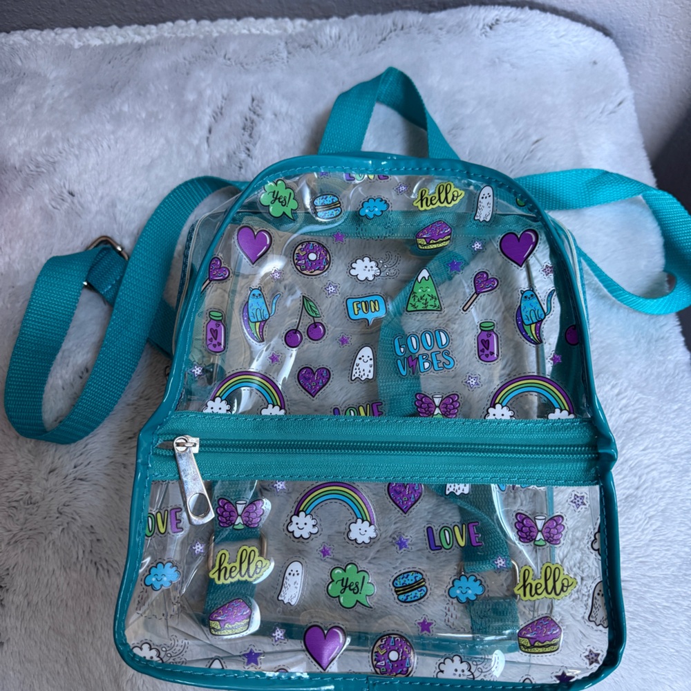💞SALE $9💓Adorable Clear Backpack with extra front zip pocket 
New without tags